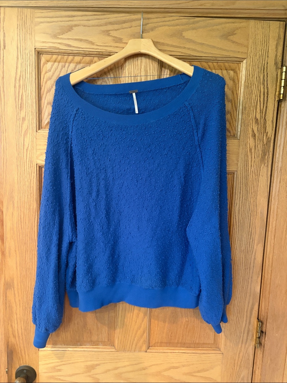 Free People Blue Women's Textured Crewneck Sweater